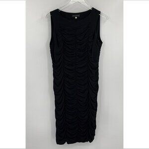 Evelin Brandt black sheath sleeveless shift dress drape knit stretch Berlin 10